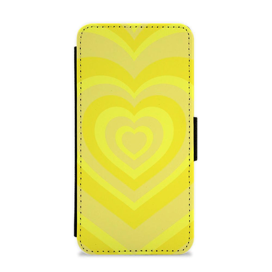 Yellow - Colourful Hearts Flip / Wallet Phone Case