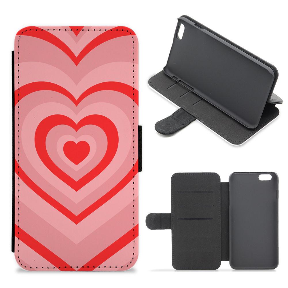 Red - Colourful Hearts Flip / Wallet Phone Case