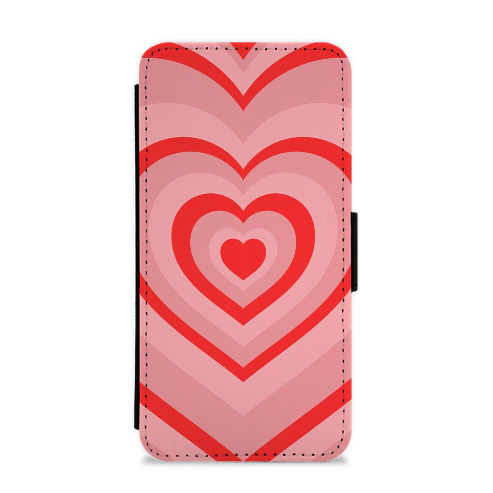 Red - Colourful Hearts Flip / Wallet Phone Case