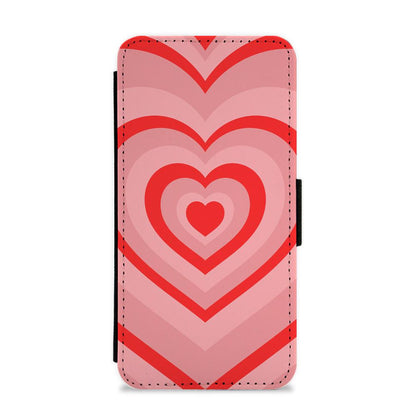 Red - Colourful Hearts Flip / Wallet Phone Case