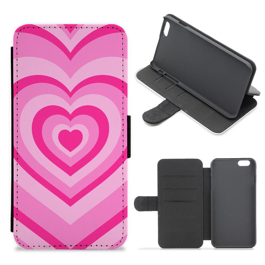 Pink - Colourful Hearts Flip / Wallet Phone Case