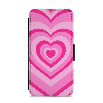 Pink - Colourful Hearts Flip / Wallet Phone Case