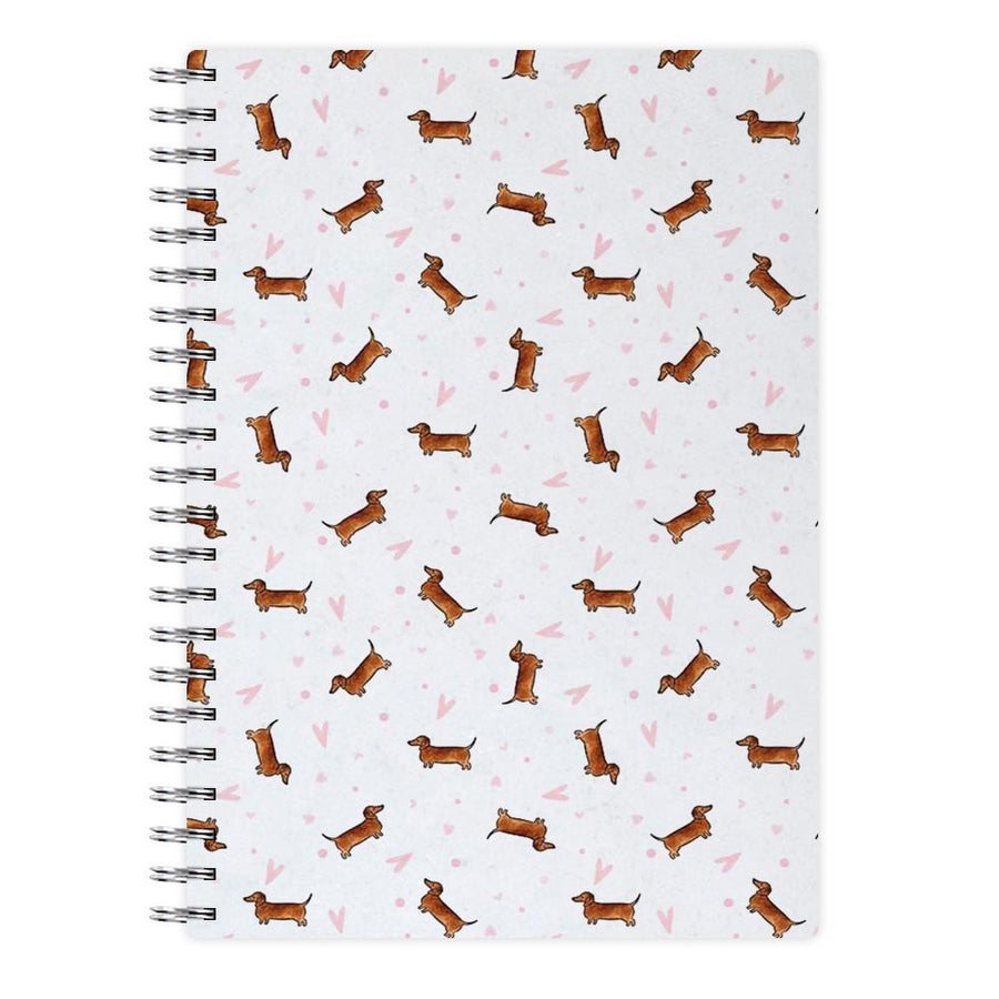 Dachshund Pattern - White Notebook - Fun Cases