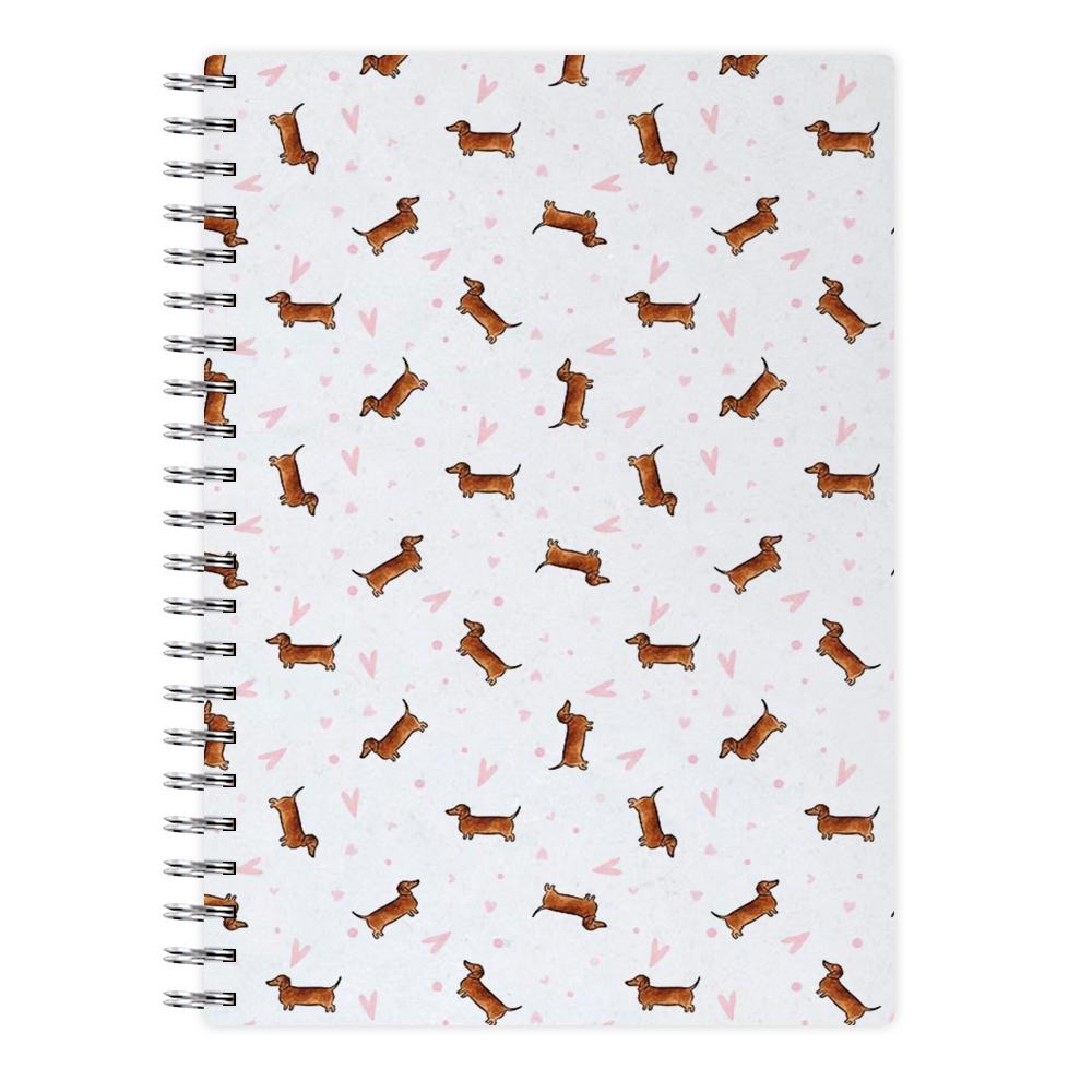 Dachshund Pattern - White Notebook - Fun Cases