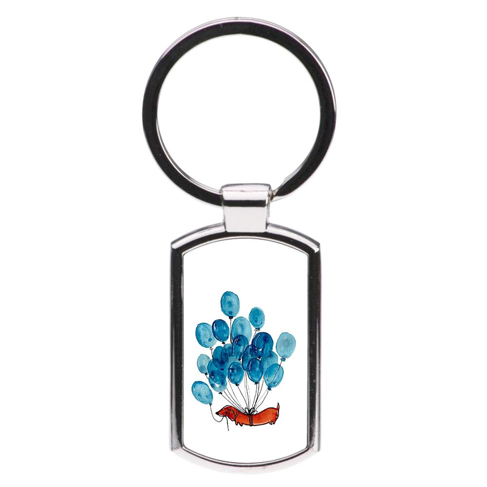 Dachshund And Balloons Luxury Keyring