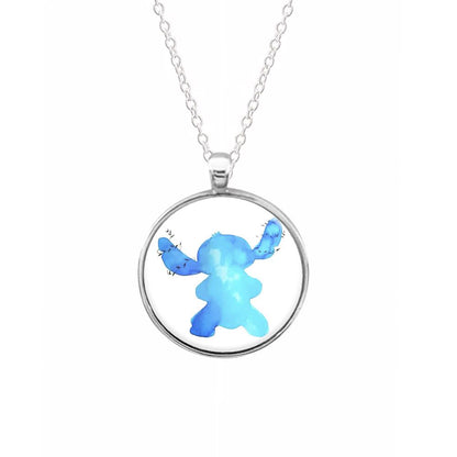 Watercolour Blue Alien Disney Necklace