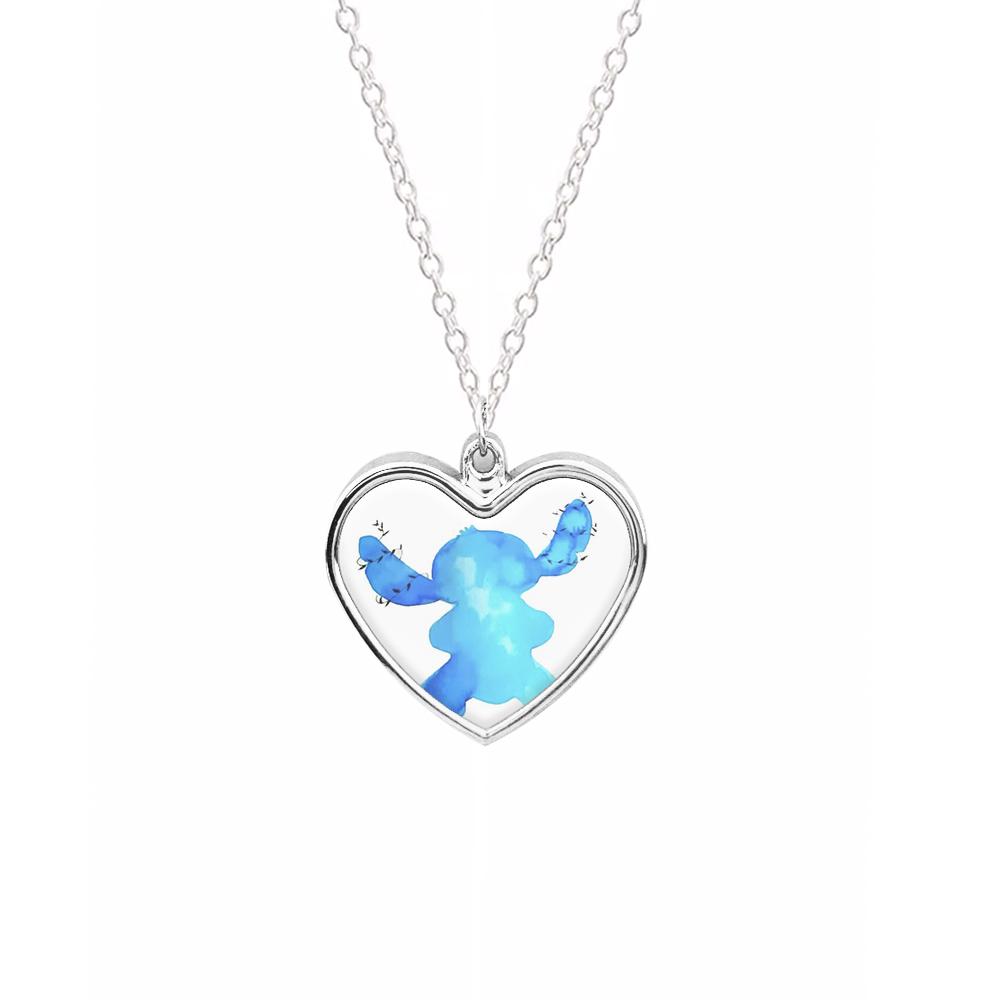 Watercolour Blue Alien Disney Necklace