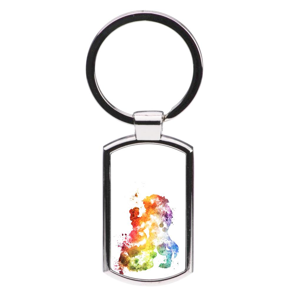 Watercolour Beauty and the Beast Disney Luxury Keyring