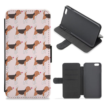 Love Beagle - Dog Pattern Flip / Wallet Phone Case