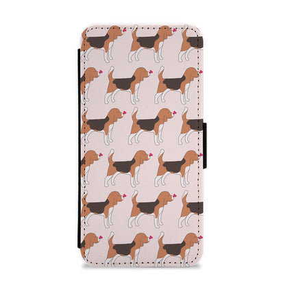 Love Beagle - Dog Pattern Flip / Wallet Phone Case