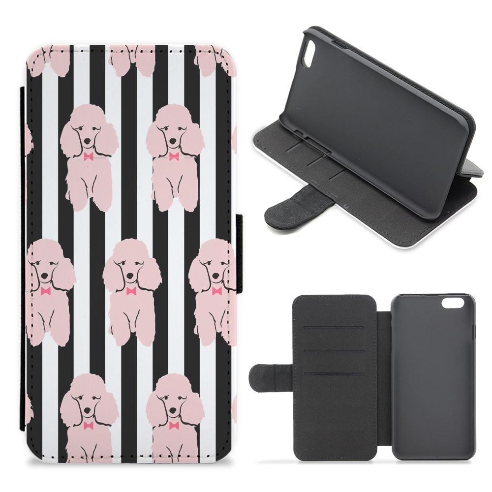 Striped Poodle - Dog Pattern Flip / Wallet Phone Case