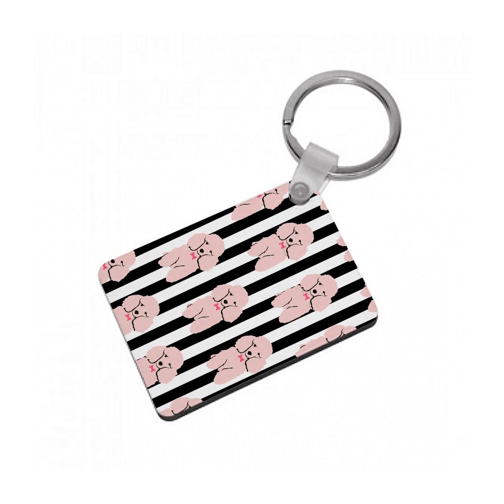 Striped Poodle - Dog Pattern Keyring