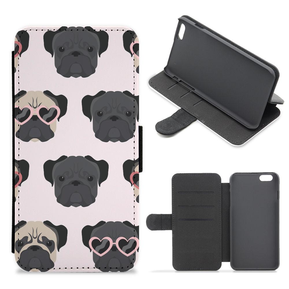 Sunny Pug Life - Dog Pattern Flip / Wallet Phone Case