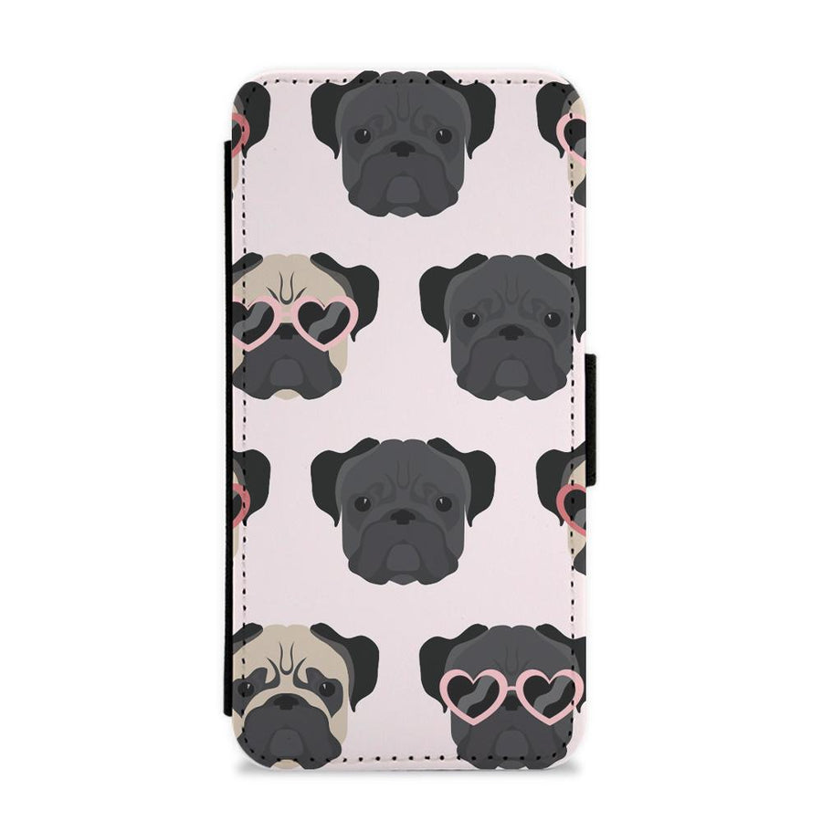 Sunny Pug Life - Dog Pattern Flip / Wallet Phone Case