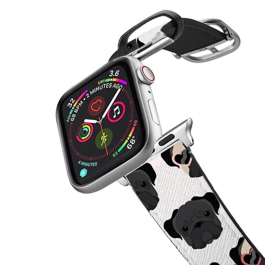 Sunny Pug Life - Dog Pattern Apple Watch Strap
