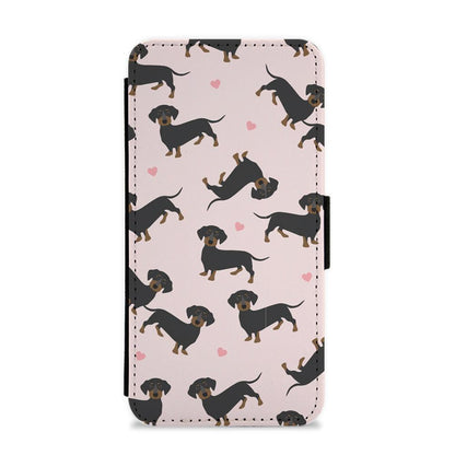 Heart Dachshund - Dog Pattern Flip / Wallet Phone Case