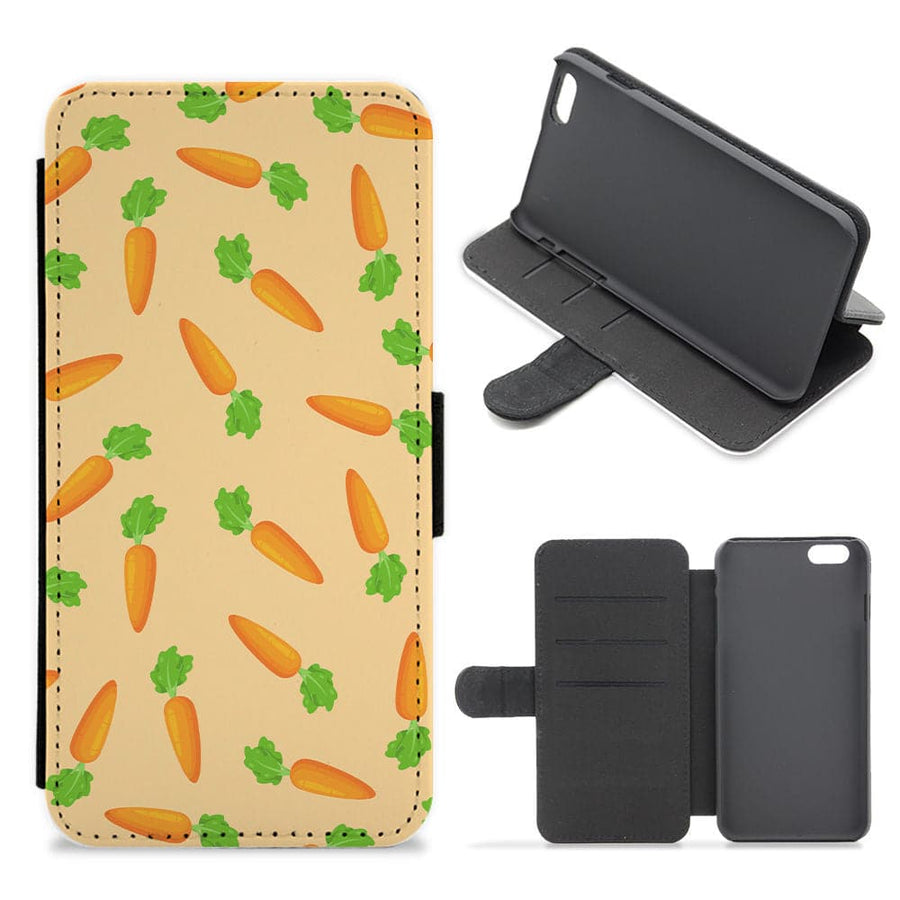Carrot Pattern Flip / Wallet Phone Case