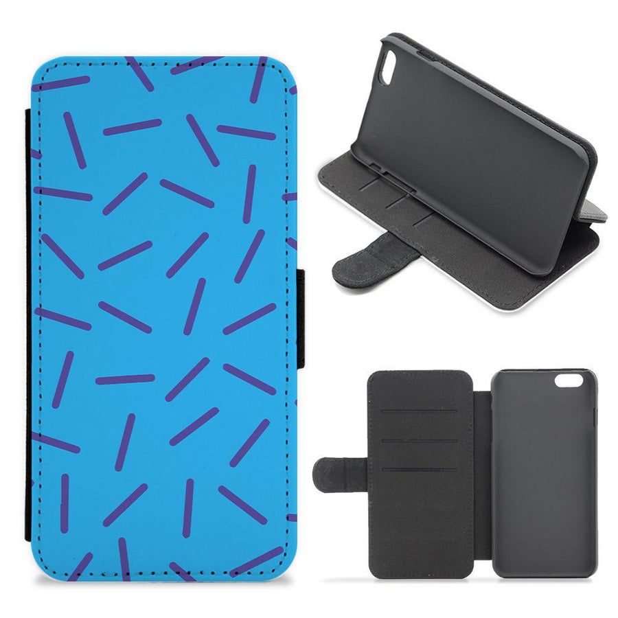 Blue Line Pattern - Eighties Flip / Wallet Phone Case