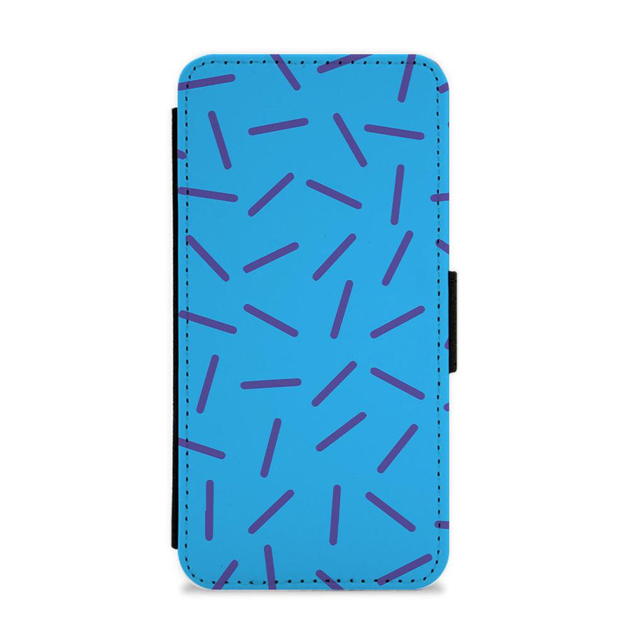 Blue Line Pattern - Eighties Flip / Wallet Phone Case