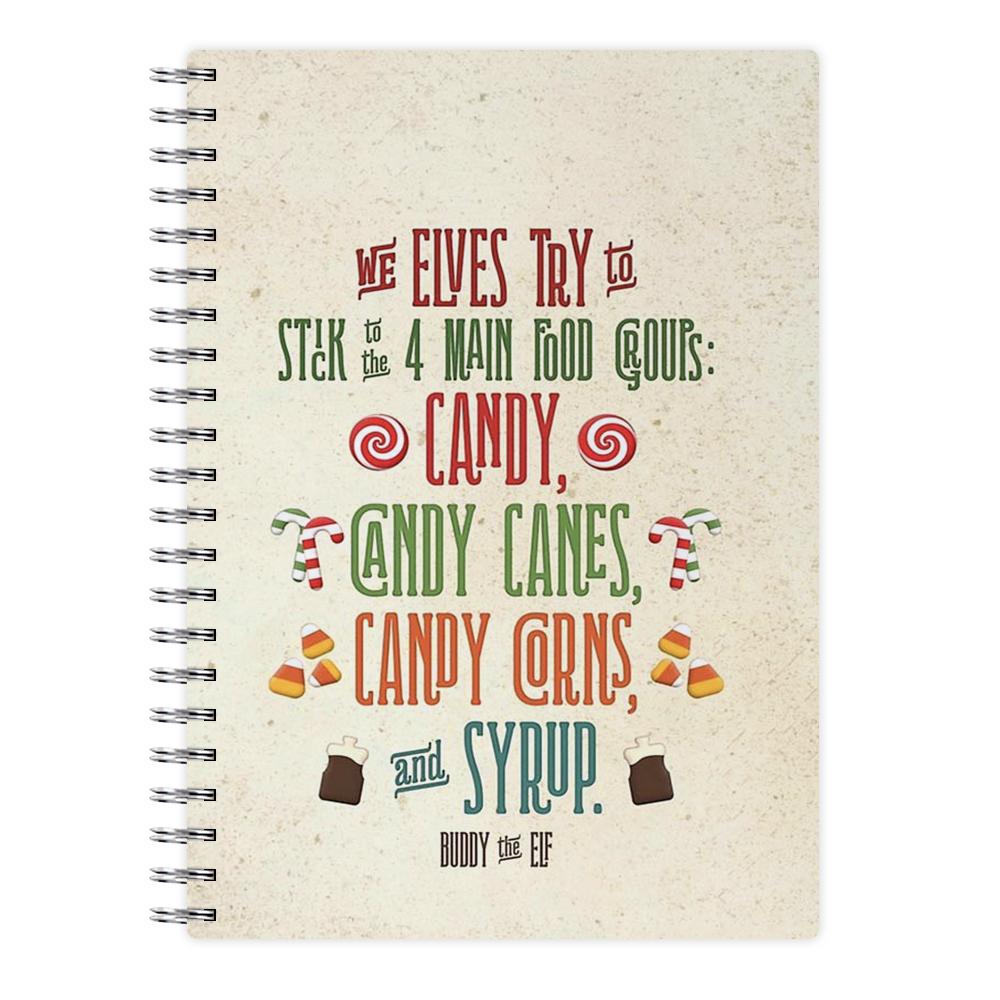 The Four Main Food Groups - Buddy The Elf Notebook - Fun Cases