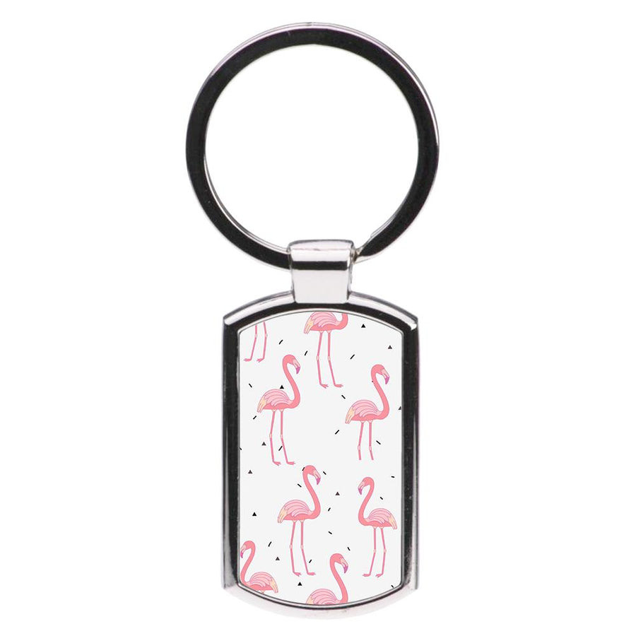 Pink Flamingo Pattern Luxury Keyring
