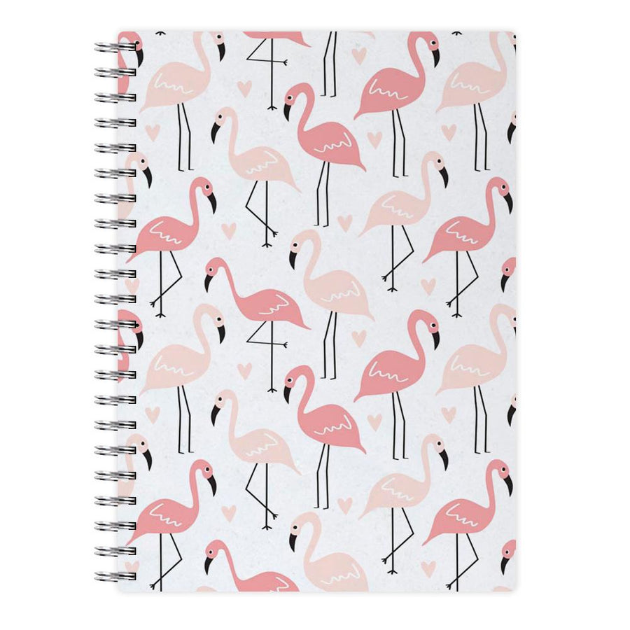 White & Pink Flamingo Pattern Notebook - Fun Cases