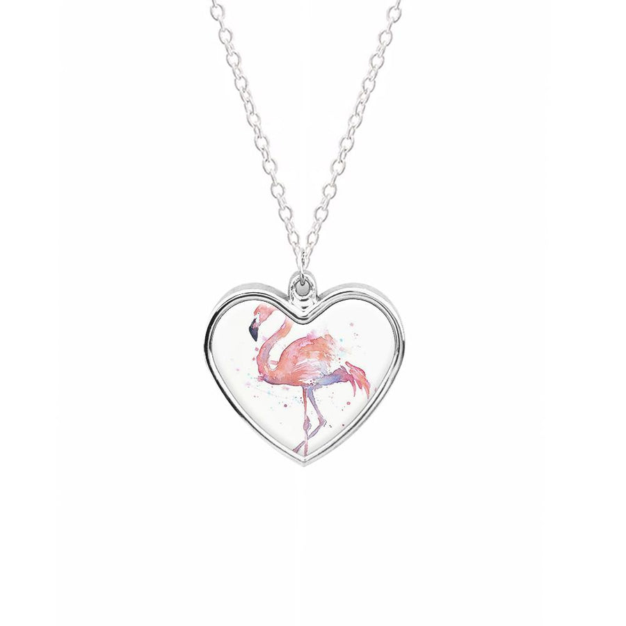 Watercolour Flamingo Painting Necklace