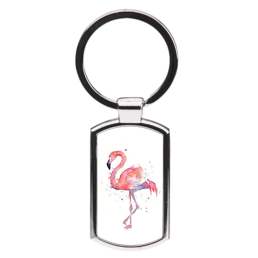 Watercolour Flamingo Painting Luxury Keyring