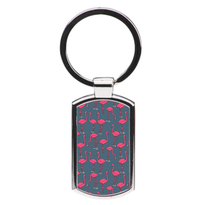 Basic Pink Flamingo Pattern Luxury Keyring