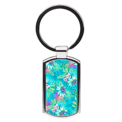 Blue Floral Pattern Luxury Keyring