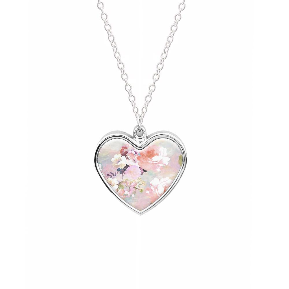 Pastel Pink Floral Pattern Necklace