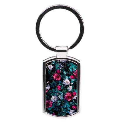 Black Floral Pattern Luxury Keyring