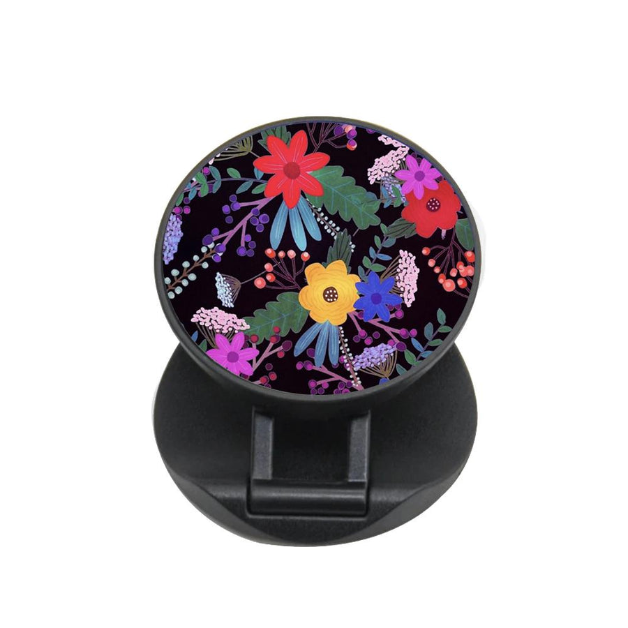 Black & Colourful Floral Pattern FunGrip - Fun Cases