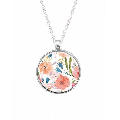 Peach Watercolour Floral Pattern Keyring - Fun Cases