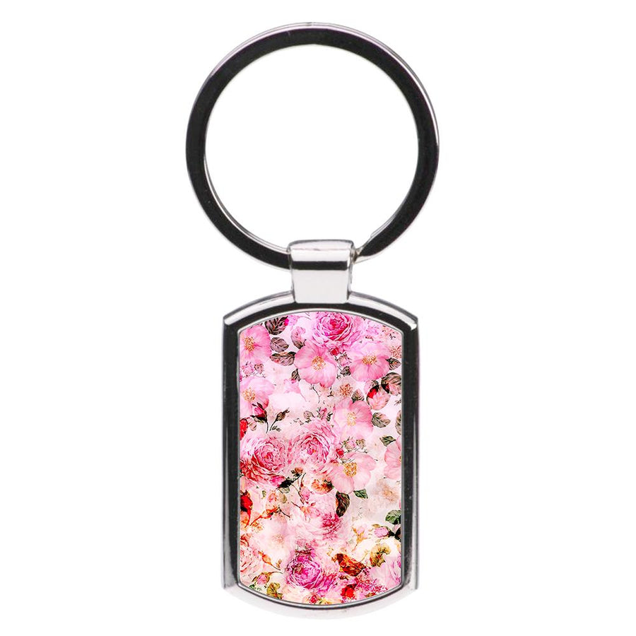 Pretty Pink Chic Floral Pattern Luxury Keyring
