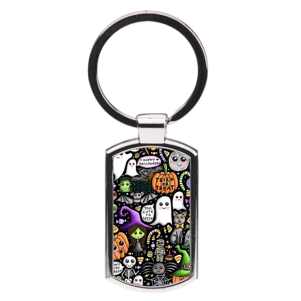 Colourful Halloween Pattern Luxury Keyring