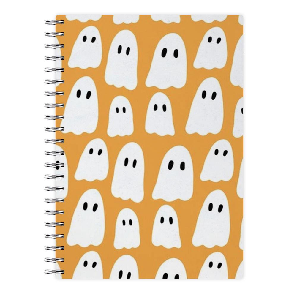 Orange Ghost Halloween Pattern Notebook - Fun Cases