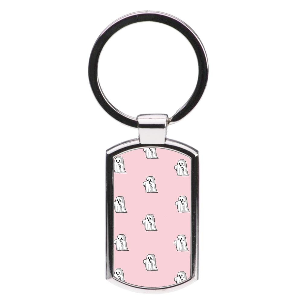 Pastel Pixel Ghost Halloween Luxury Keyring