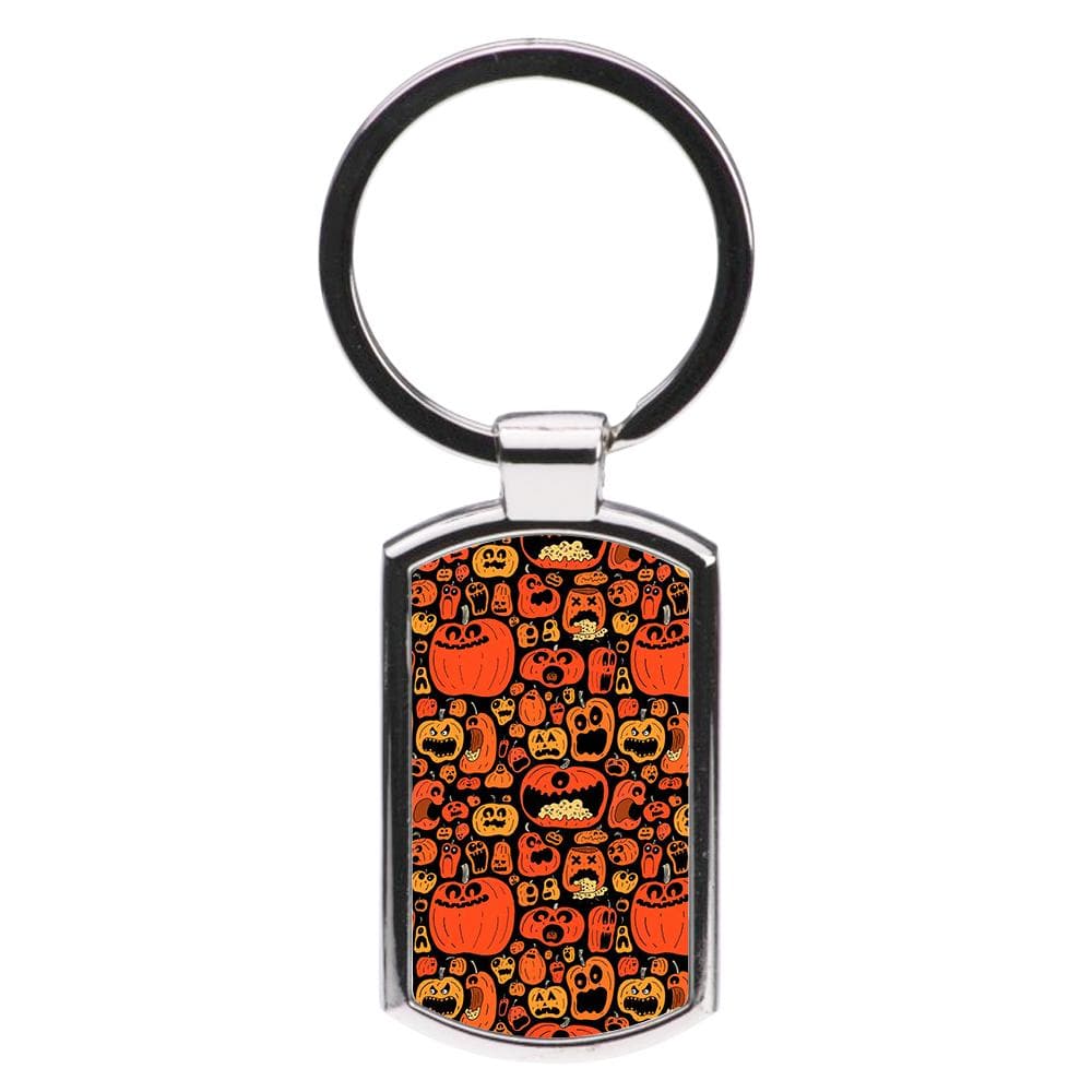 Scary Pumpkin Halloween Pattern Luxury Keyring