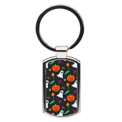 Colourful Halloween Pattern Luxury Keyring