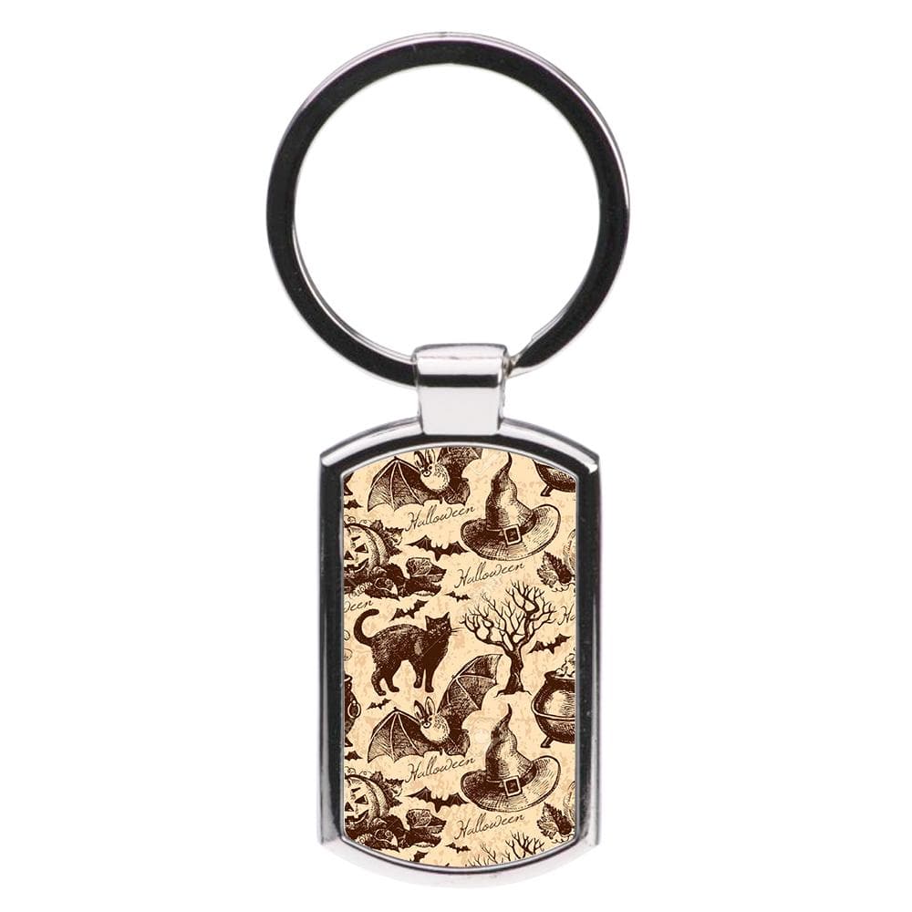 Vintage Halloween Pattern Luxury Keyring