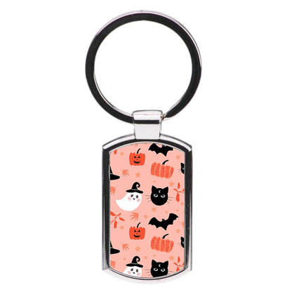 Pretty Pink Halloween Pattern Luxury Keyring