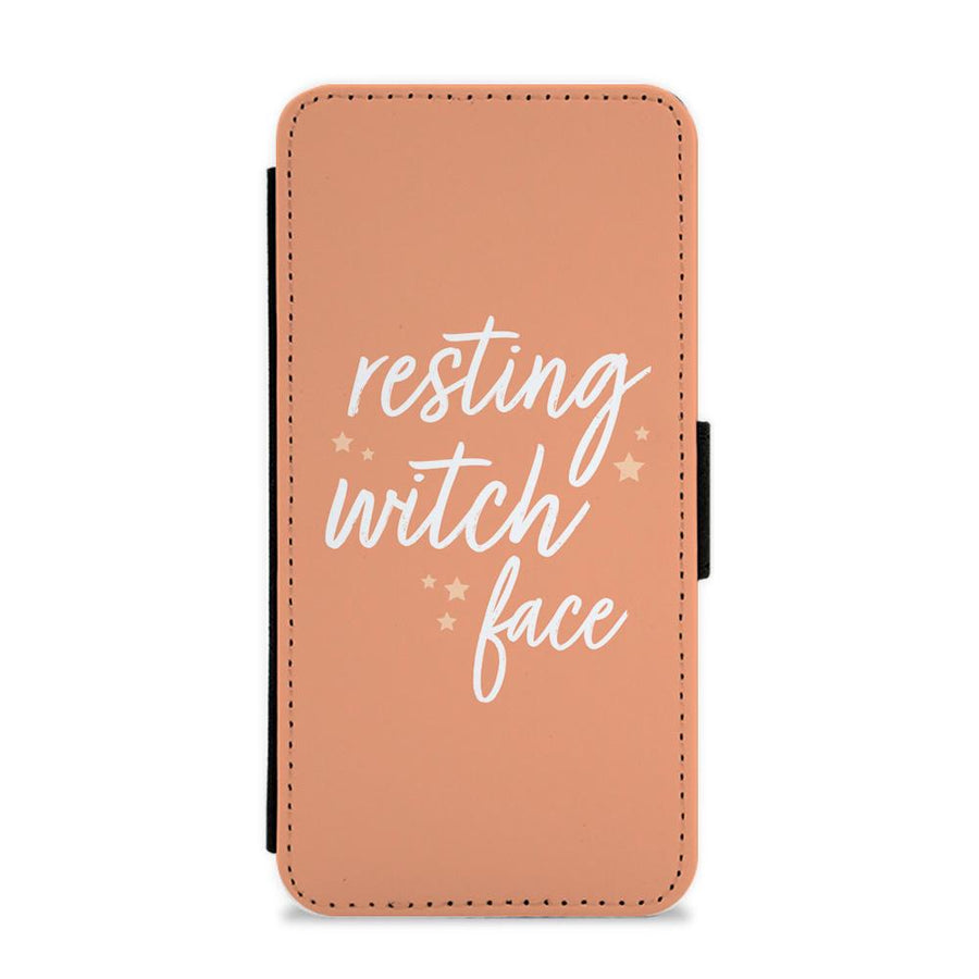 Resting Witch Face - Orange Halloween Flip / Wallet Phone Case