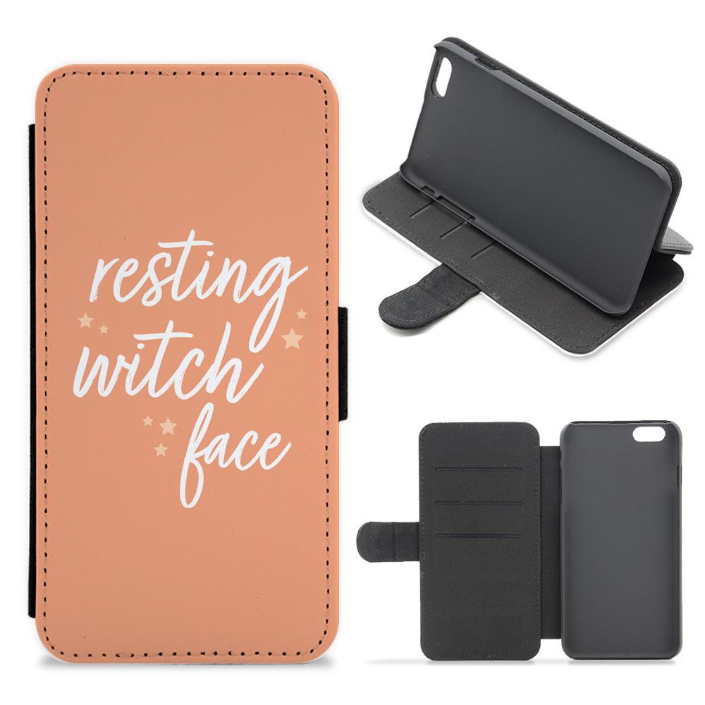 Resting Witch Face - Orange Halloween Flip / Wallet Phone Case