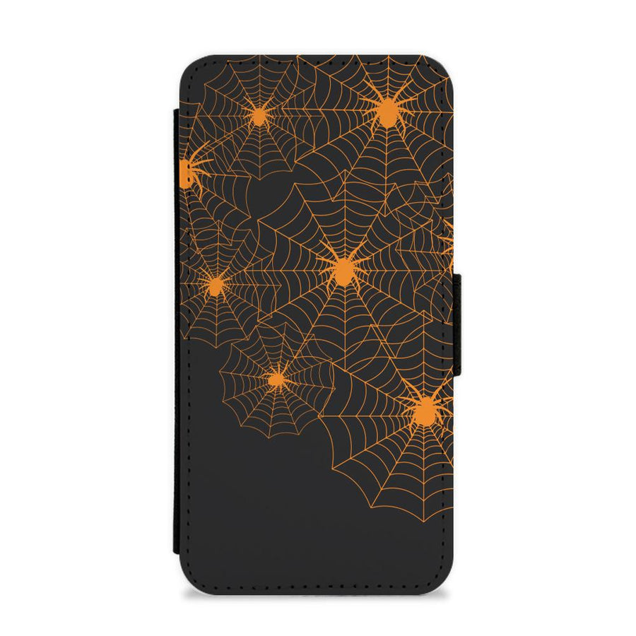 Orange Spider Web  Flip / Wallet Phone Case