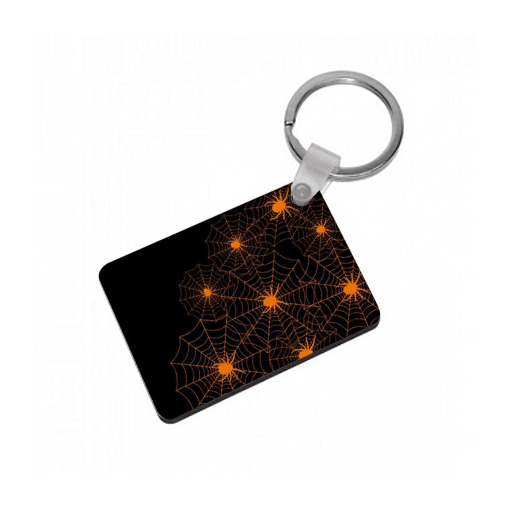 Orange Spider Web  Keyring