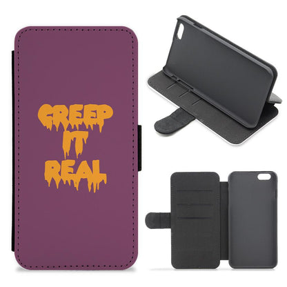 Orange Creep It Real - Halloween Flip / Wallet Phone Case