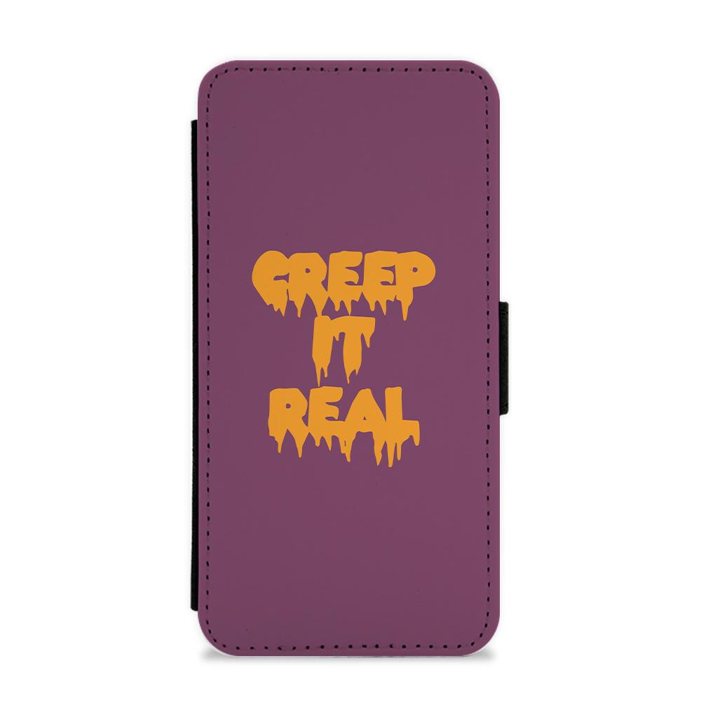 Orange Creep It Real - Halloween Flip / Wallet Phone Case