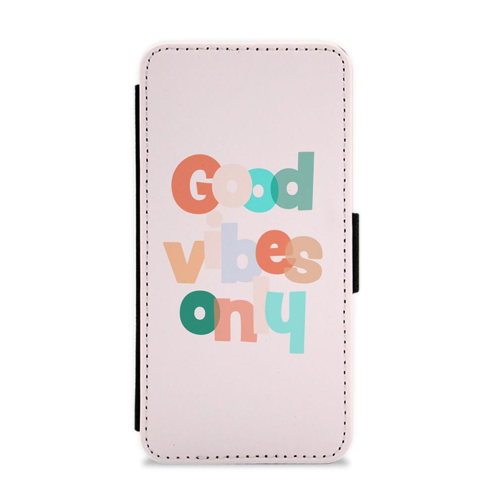 Colourful Good Vibes Only Flip / Wallet Phone Case