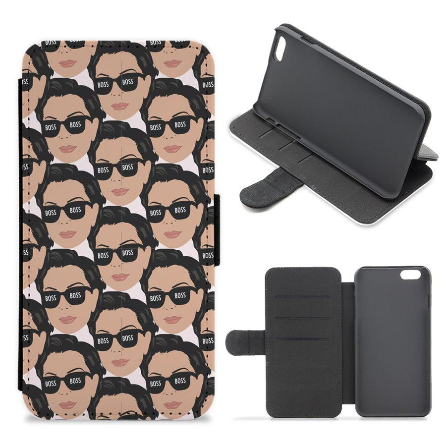 Kris Jenner - Boss Pattern Flip / Wallet Phone Case